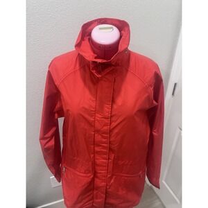 The North Face Red Full‎ Zip Hooded Rain Jacket Outdoor Coat